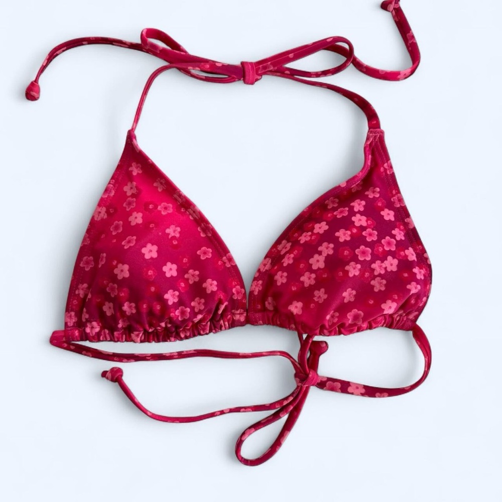 Aeropostale Pink Floral Triangle Bikini Top